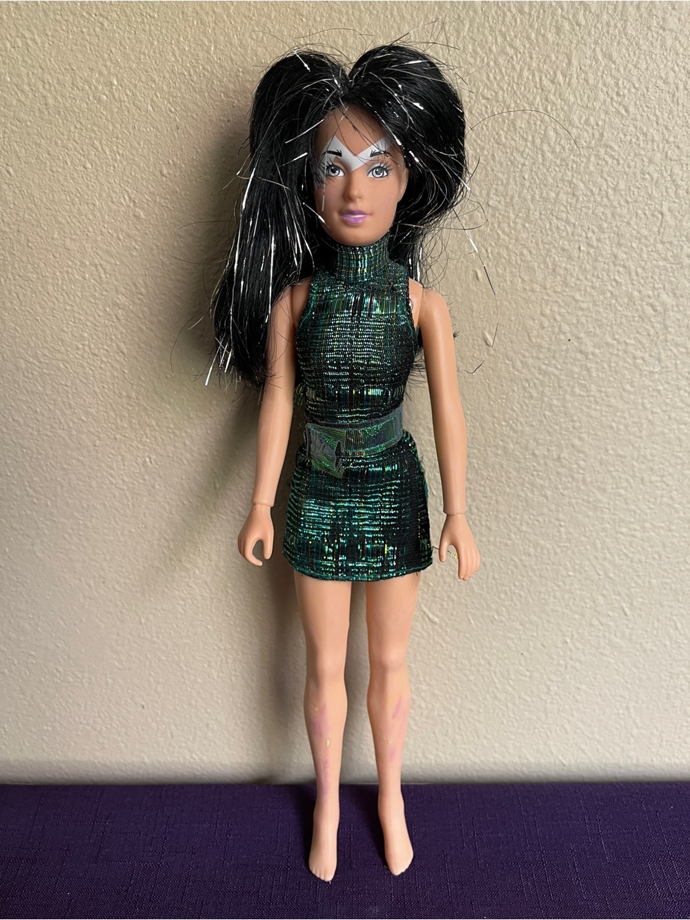 Vintage 1986 Hasbro Jem and the Holograms Jetta Misfits Doll In Clash Dress
